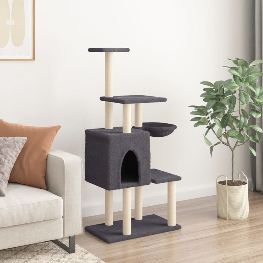 Kattenmeubel Met Sisal Krabpalen 131 Cm Donkergrijs