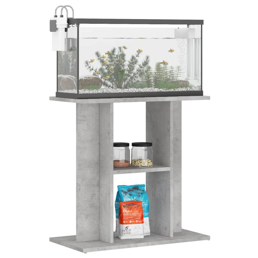 Aquariumstandaard Bewerkt Hout 60 x 30 x 60 cm Betongrijs