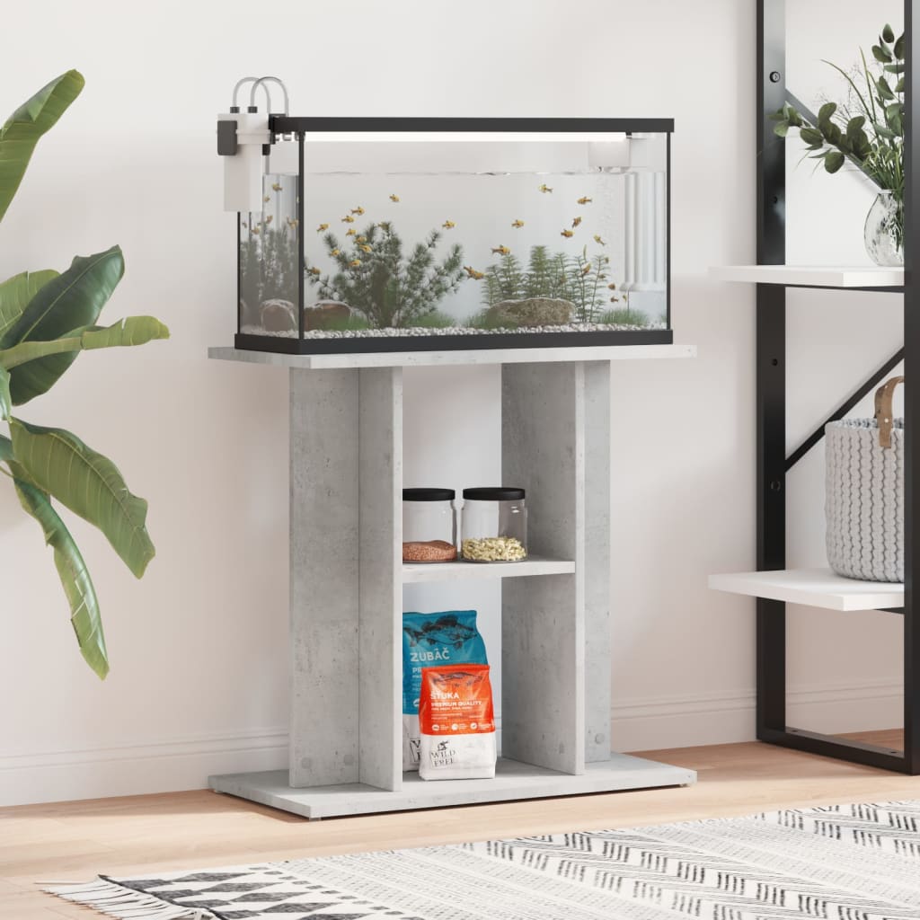 Aquariumstandaard Bewerkt Hout 60 x 30 x 60 cm Betongrijs