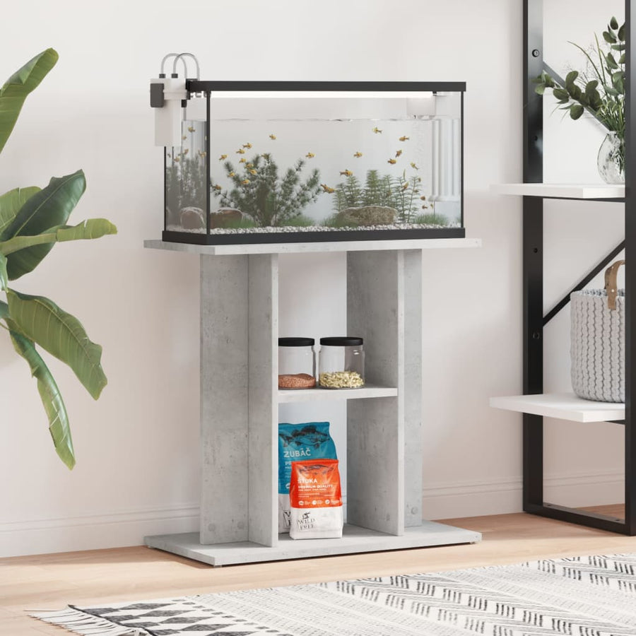 Aquariumstandaard Bewerkt Hout 60 x 30 x 60 cm Betongrijs