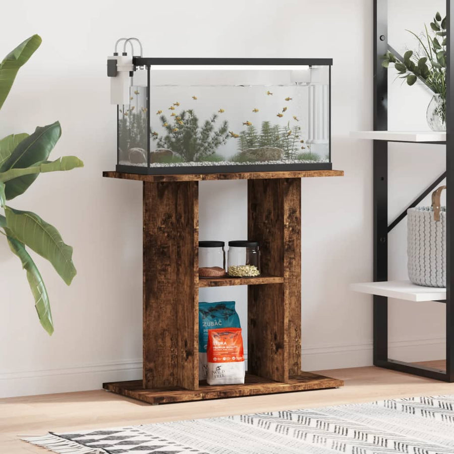 Aquariumstandaard Bewerkt Hout Kleurig 60 x 30 x 60 cm Gerookt eiken