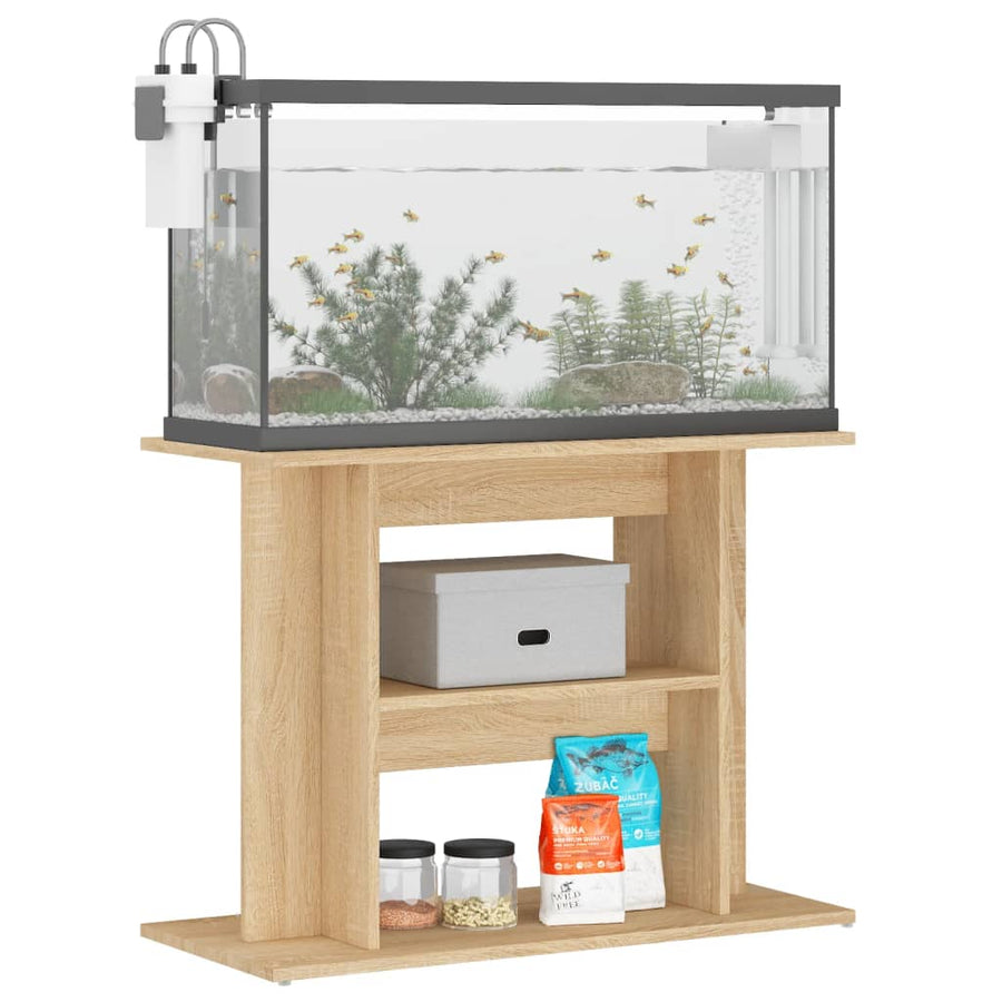 Aquariumstandaard Bewerkt Hout Kleurig 80 x 35 x 60 cm Sonoma eiken