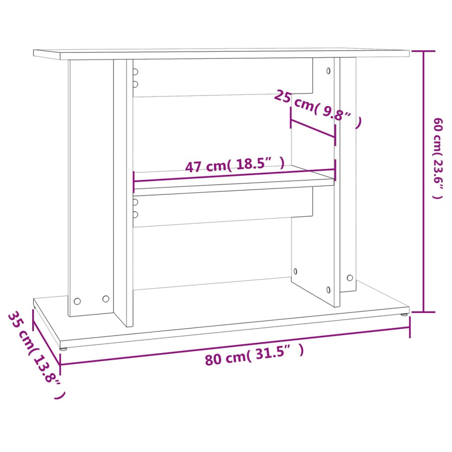 Aquariumstandaard Bewerkt Hout Kleurig 80 x 35 x 60 cm Sonoma eiken