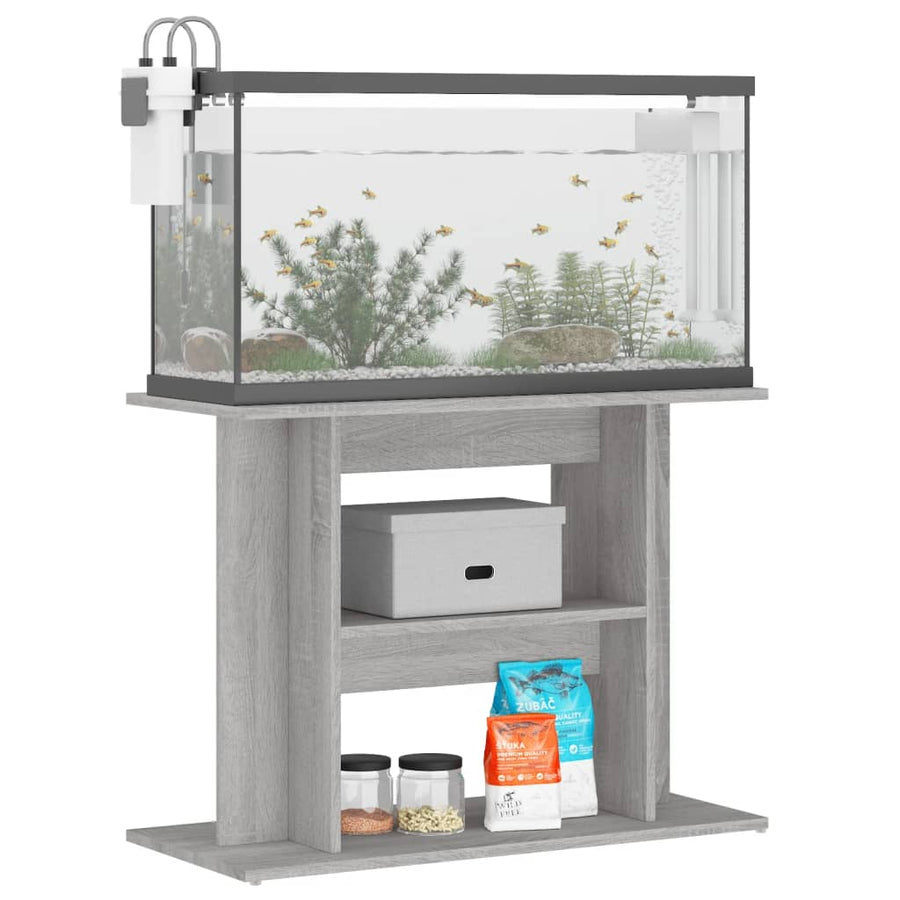 Aquariumstandaard Bewerkt Hout 80 x 35 x 60 cm Betongrijs