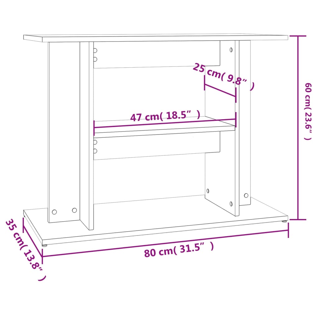 Aquariumstandaard Bewerkt Hout 80 x 35 x 60 cm Betongrijs