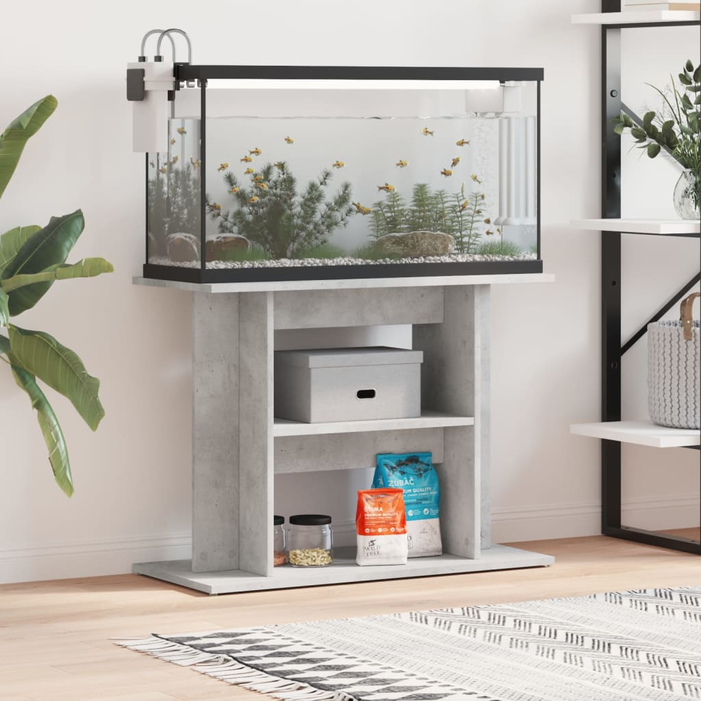 Aquariumstandaard Bewerkt Hout 80 x 35 x 60 cm Betongrijs
