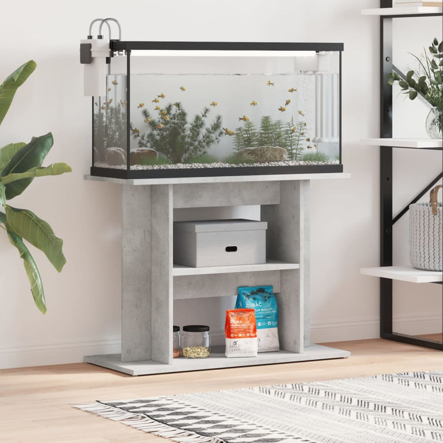 Aquariumstandaard Bewerkt Hout 80 x 35 x 60 cm Betongrijs
