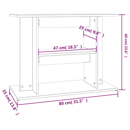 Aquariumstandaard Bewerkt Hout Kleurig 80 x 35 x 60 cm Gerookt eiken