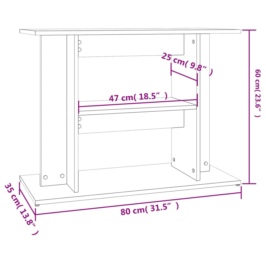 Aquariumstandaard Bewerkt Hout Kleurig 80 x 35 x 60 cm Gerookt eiken