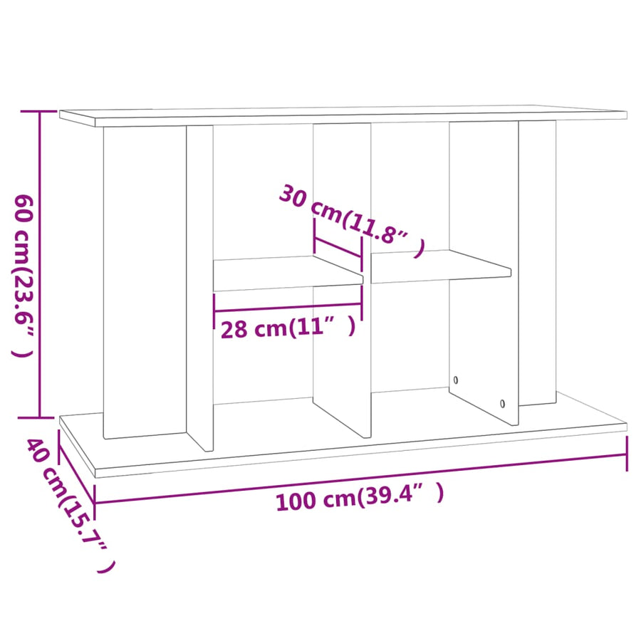 Aquariumstandaard Bewerkt Hout 100 x 40 x 60 cm Betongrijs