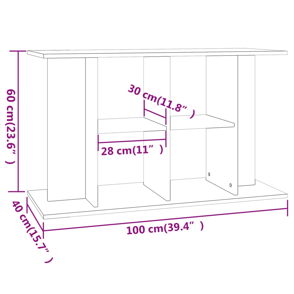 Aquariumstandaard Bewerkt Hout Kleur 100 x 40 x 60 cm Gerookt eiken