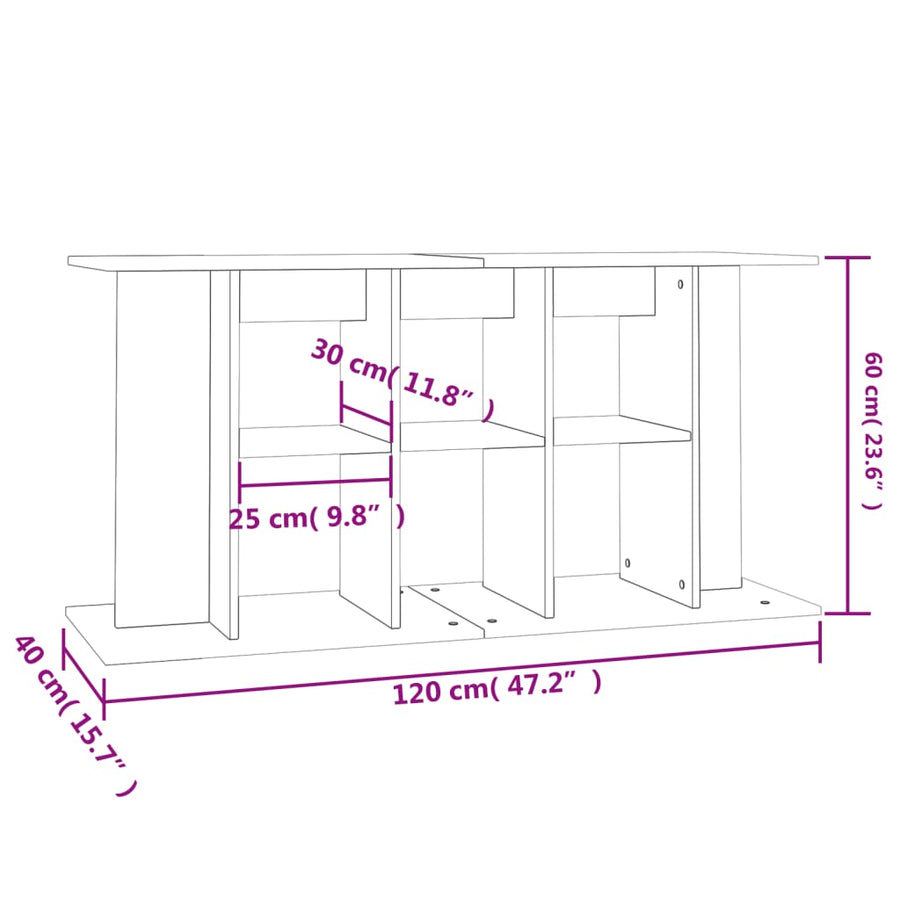 Aquariumstandaard Bewerkt Hout 120 x 40 x 60 cm Grijs sonoma