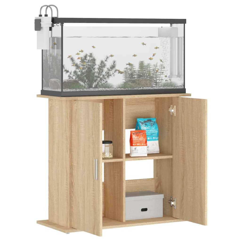 Aquariumstandaard Bewerkt Hout Kleurig 81 x 36 x 73 cm Sonoma eiken