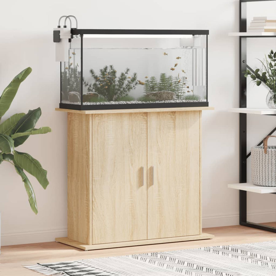 Aquariumstandaard Bewerkt Hout Kleurig 81 x 36 x 73 cm Sonoma eiken