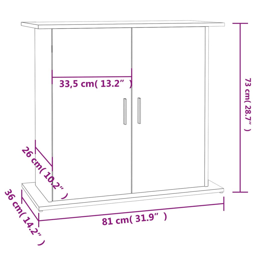 Aquariumstandaard Bewerkt Hout Kleurig 81 x 36 x 73 cm Gerookt eiken