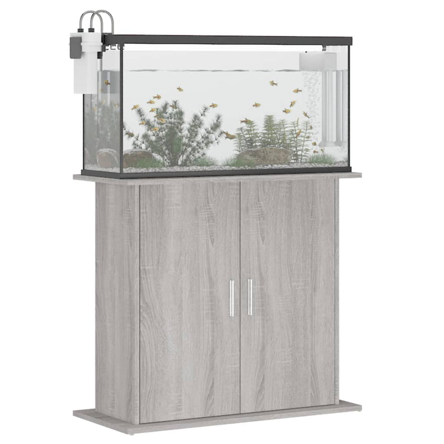 Aquariumstandaard Bewerkt Hout Eiken 81 x 36 x 73 cm Grijs sonoma