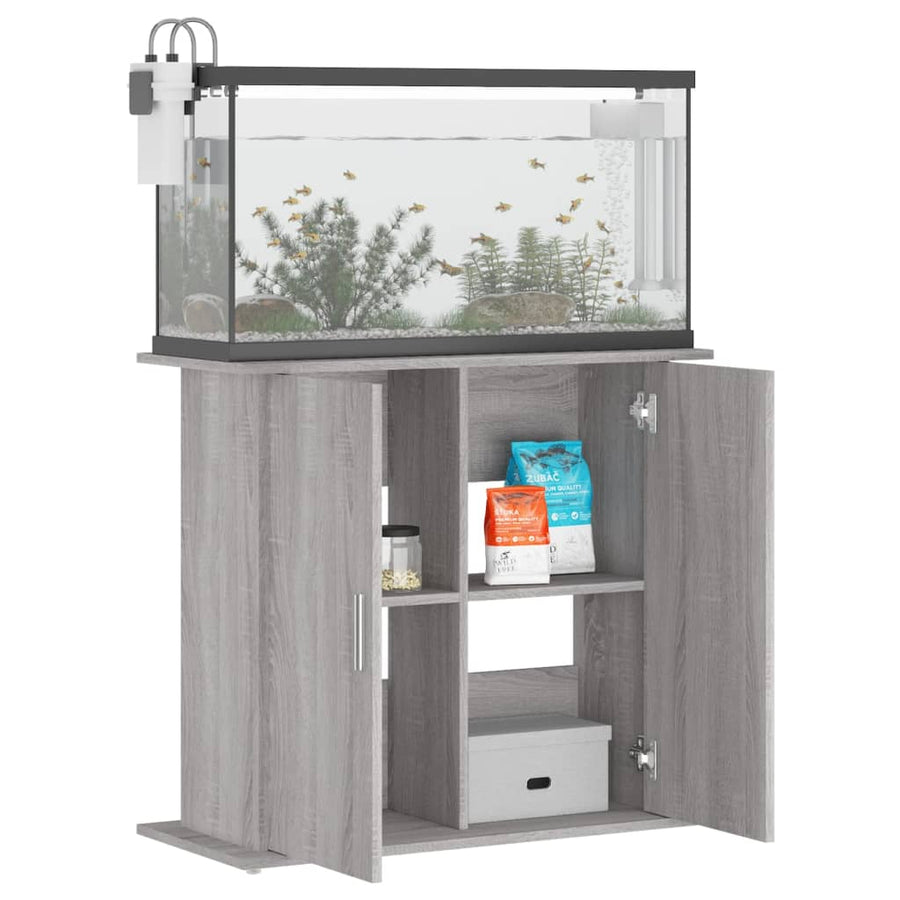 Aquariumstandaard Bewerkt Hout Eiken 81 x 36 x 73 cm Grijs sonoma