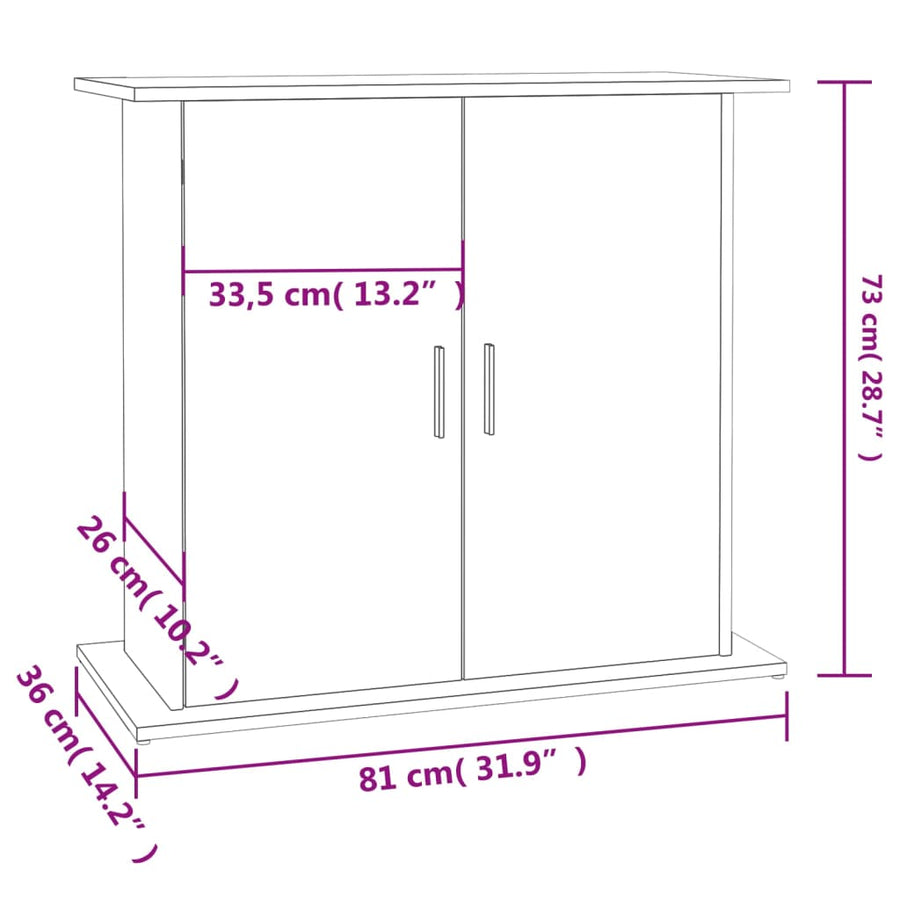 Aquariumstandaard Bewerkt Hout Eiken 81 x 36 x 73 cm Grijs sonoma