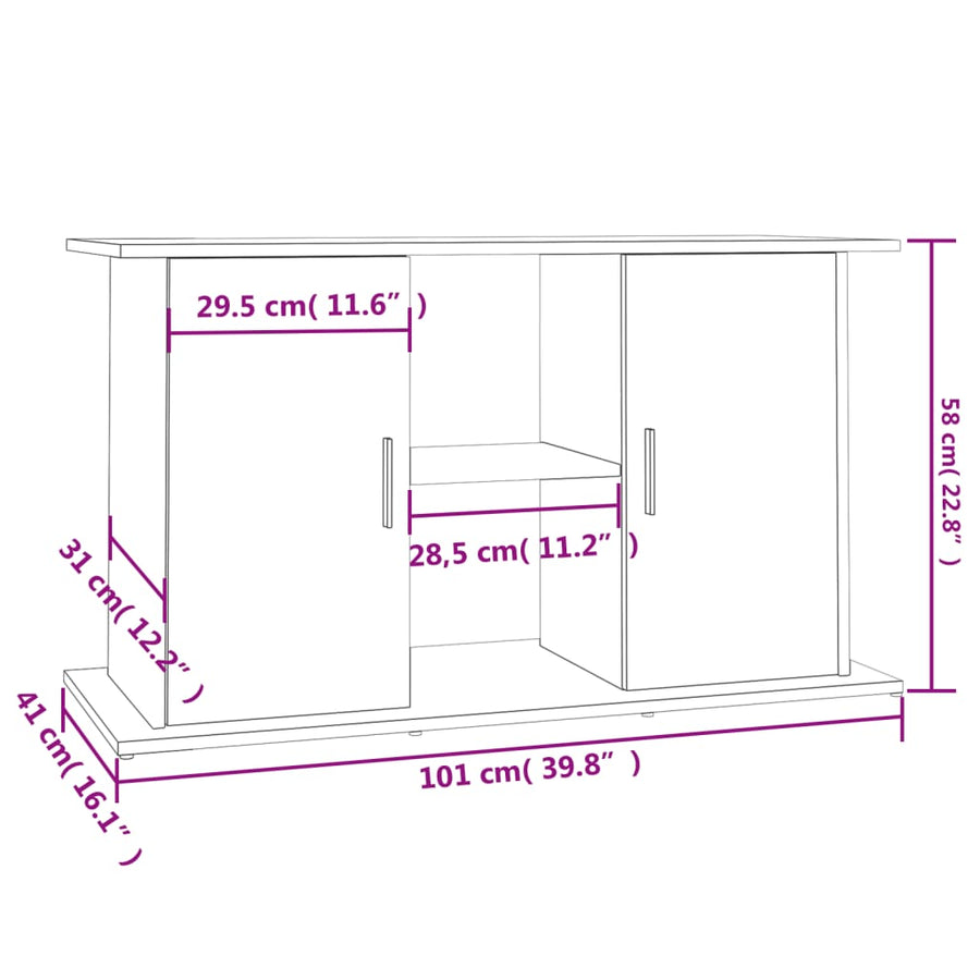 Aquariumstandaard Bewerkt Hout Kleurig 101 x 41 x 58 cm Sonoma eiken
