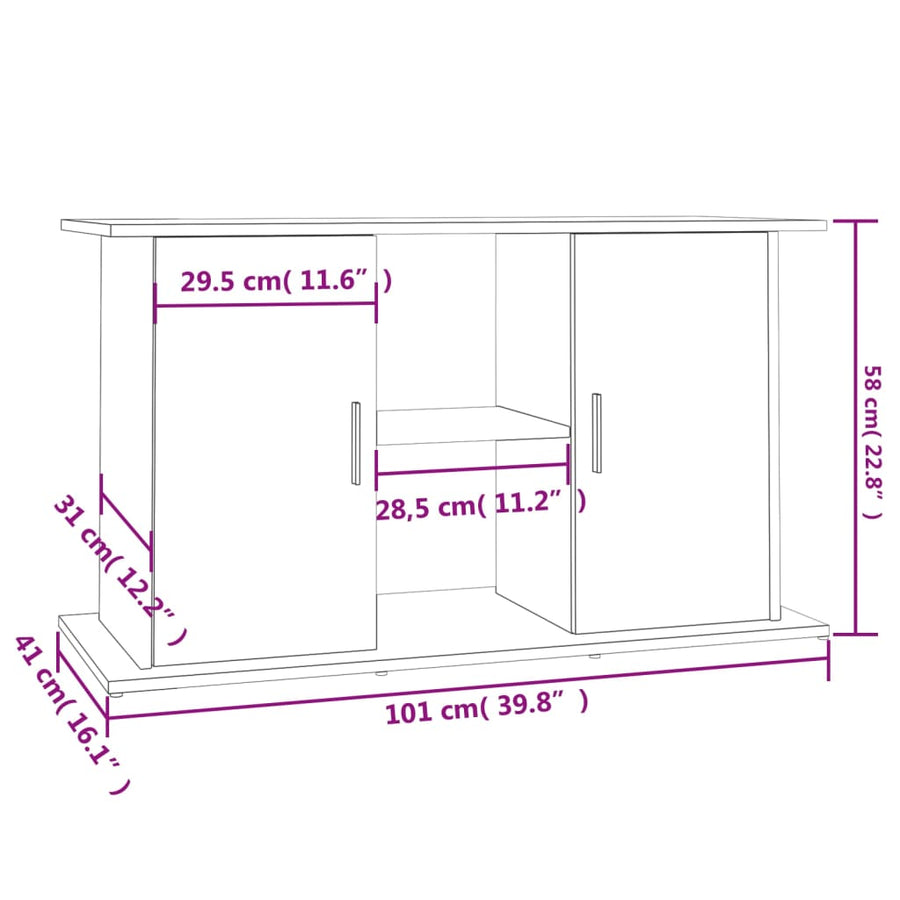 Aquariumstandaard Bewerkt Hout 101 x 41 x 58 cm Betongrijs