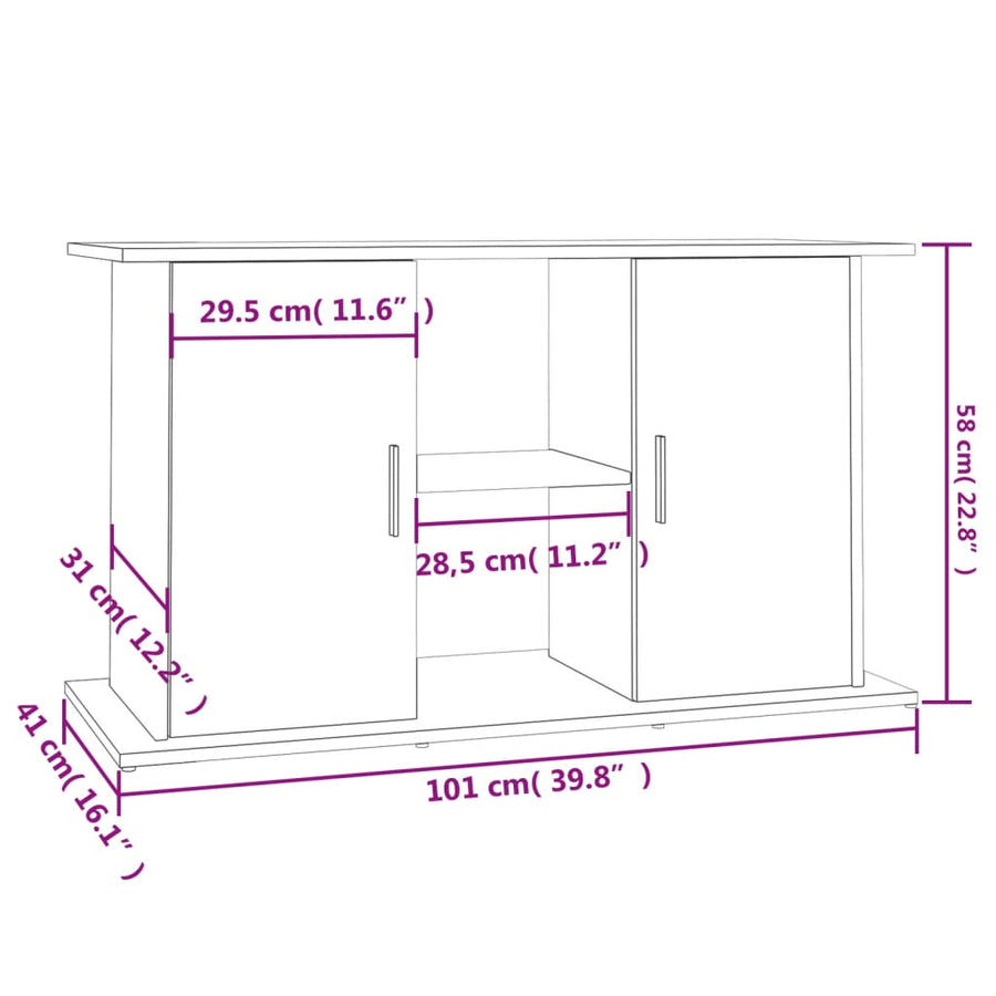 Aquariumstandaard Bewerkt Hout Kleur 101 x 41 x 58 cm Gerookt eiken