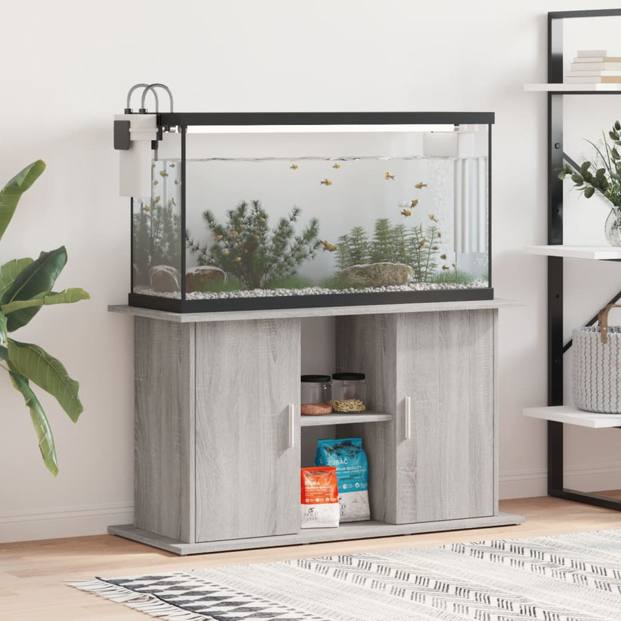 Aquariumstandaard Bewerkt Hout Eiken 101 x 41 x 58 cm Grijs sonoma
