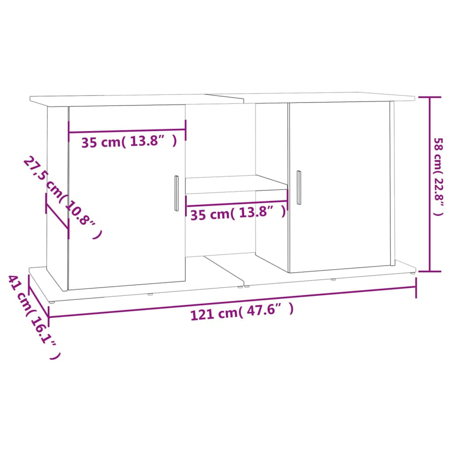 Aquariumstandaard Bewerkt Hout 121 x 41 x 58 cm Betongrijs