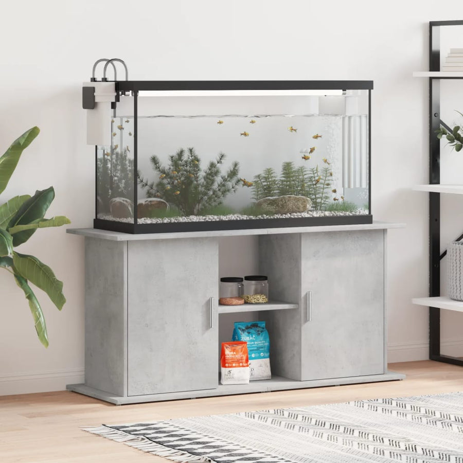 Aquariumstandaard Bewerkt Hout 121 x 41 x 58 cm Betongrijs