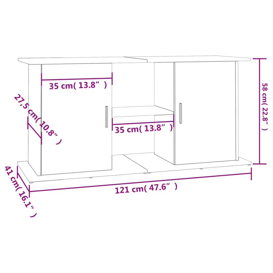 Aquariumstandaard Bewerkt Hout Kleur 121 x 41 x 58 cm Gerookt eiken