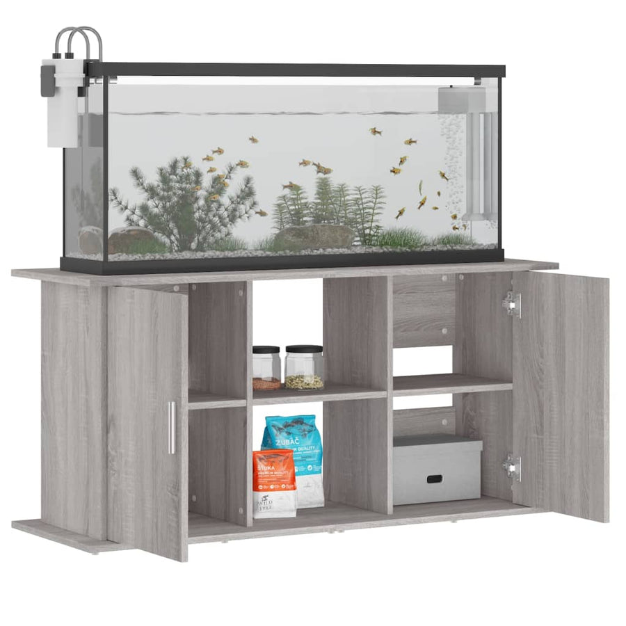 Aquariumstandaard Bewerkt Hout Eiken 121 x 41 x 58 cm Grijs sonoma