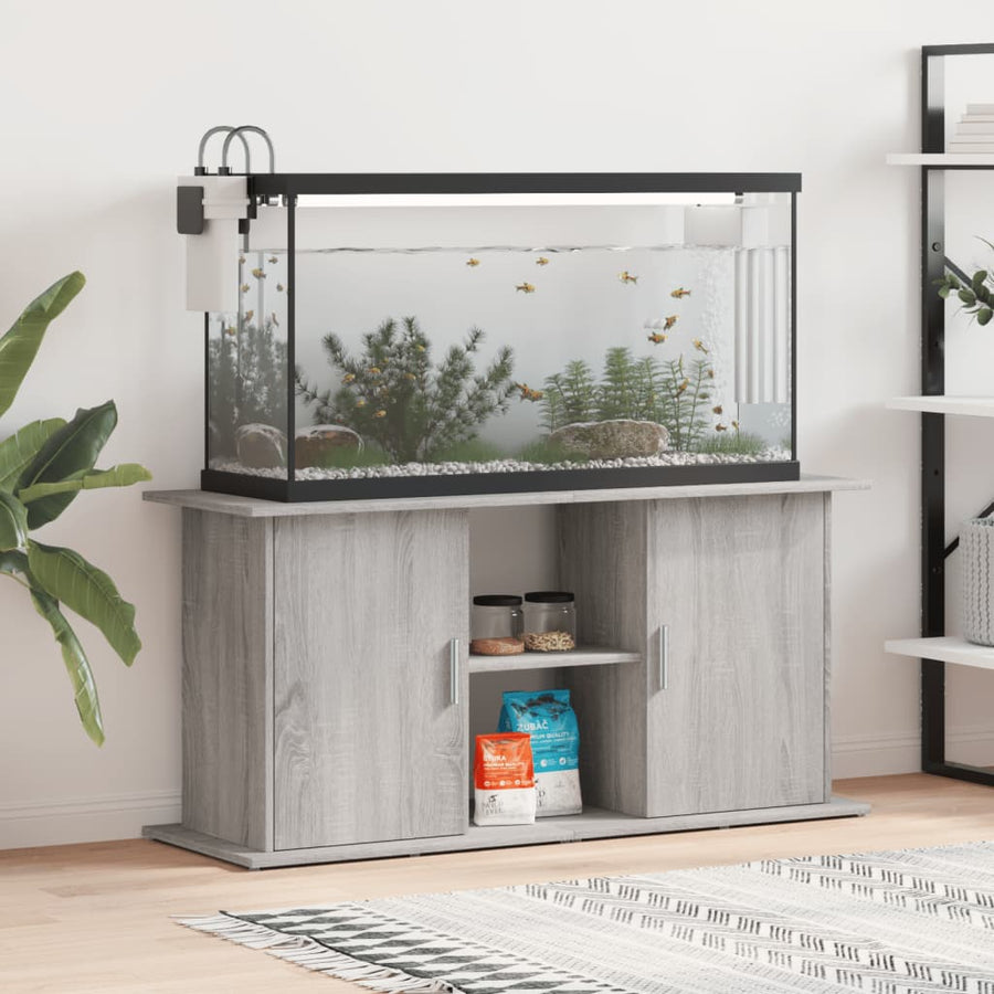 Aquariumstandaard Bewerkt Hout Eiken 121 x 41 x 58 cm Grijs sonoma
