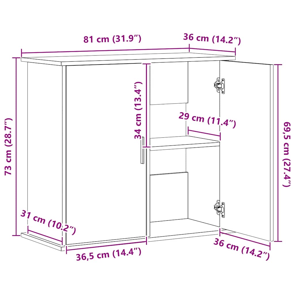 Aquariumstandaard 81x36x73 cm bewerkt hout zwart