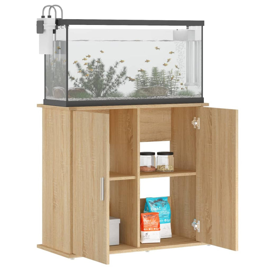 Aquariumstandaard Bewerkt Hout Kleurig 81 x 36 x 73 cm Sonoma eiken
