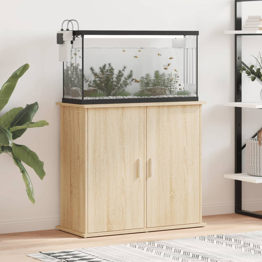 Aquariumstandaard Bewerkt Hout Kleurig 81 x 36 x 73 cm Sonoma eiken