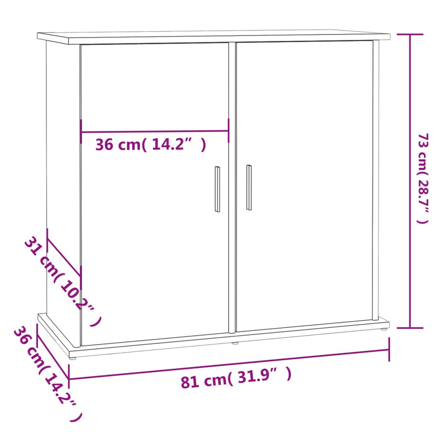 Aquariumstandaard Bewerkt Hout 81 x 36 x 73 cm Betongrijs