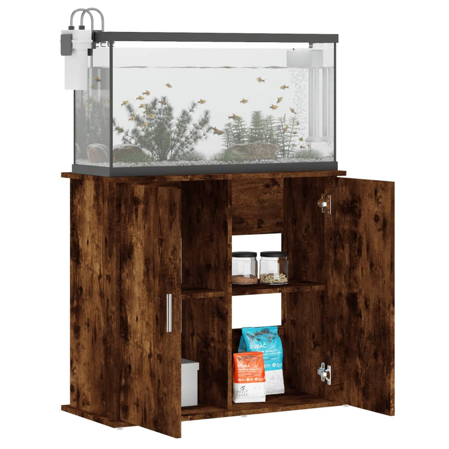 Aquariumstandaard Bewerkt Hout Kleurig 81 x 36 x 73 cm Gerookt eiken