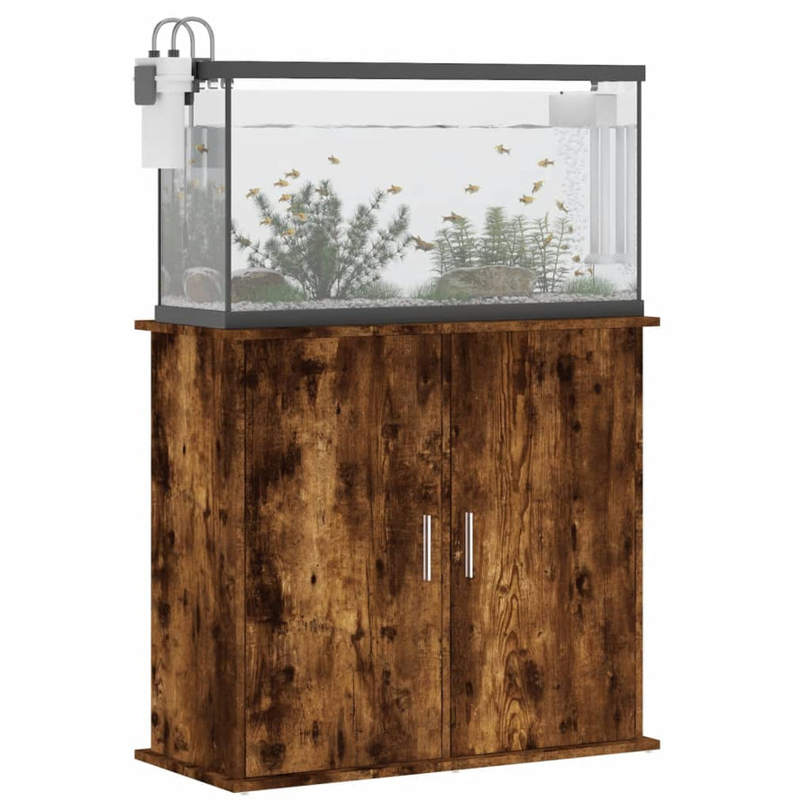 Aquariumstandaard Bewerkt Hout Kleurig 81 x 36 x 73 cm Gerookt eiken