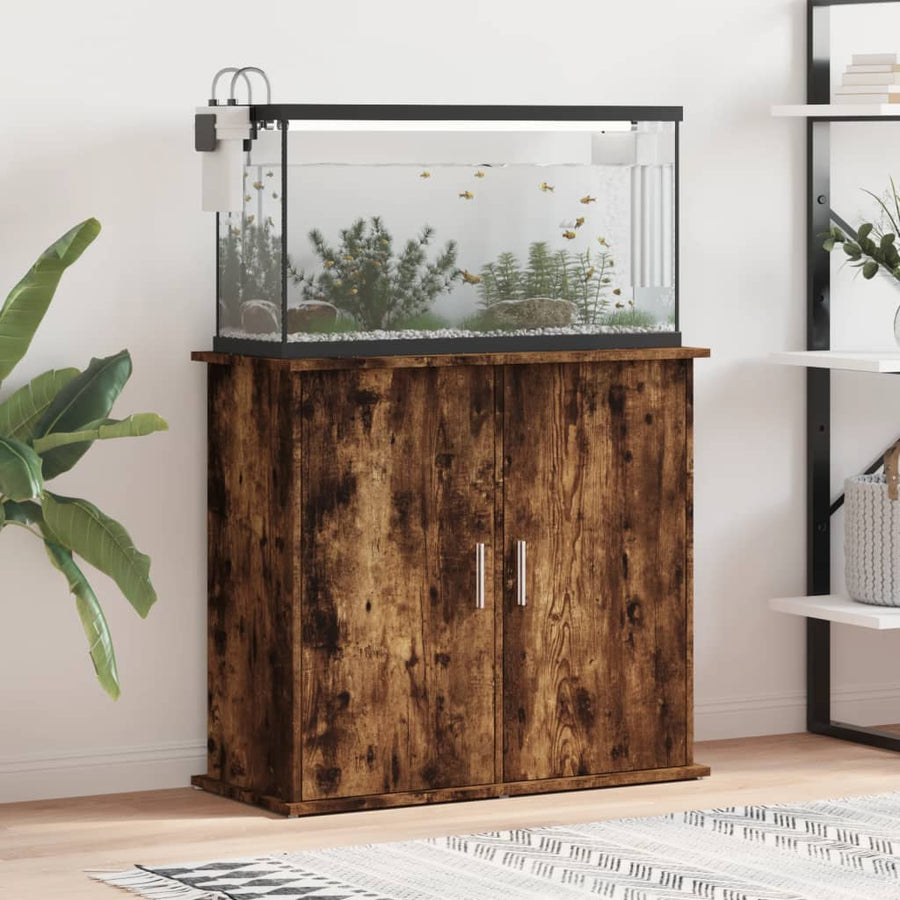 Aquariumstandaard Bewerkt Hout Kleurig 81 x 36 x 73 cm Gerookt eiken