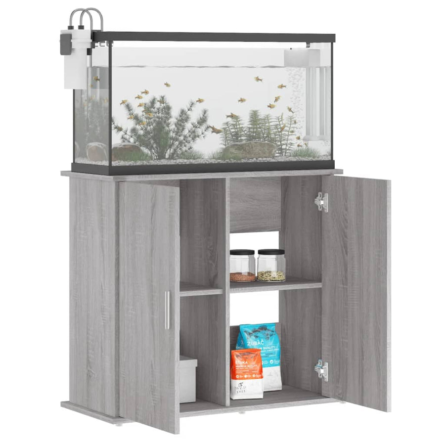 Aquariumstandaard Bewerkt Hout Eiken 81 x 36 x 73 cm Grijs sonoma