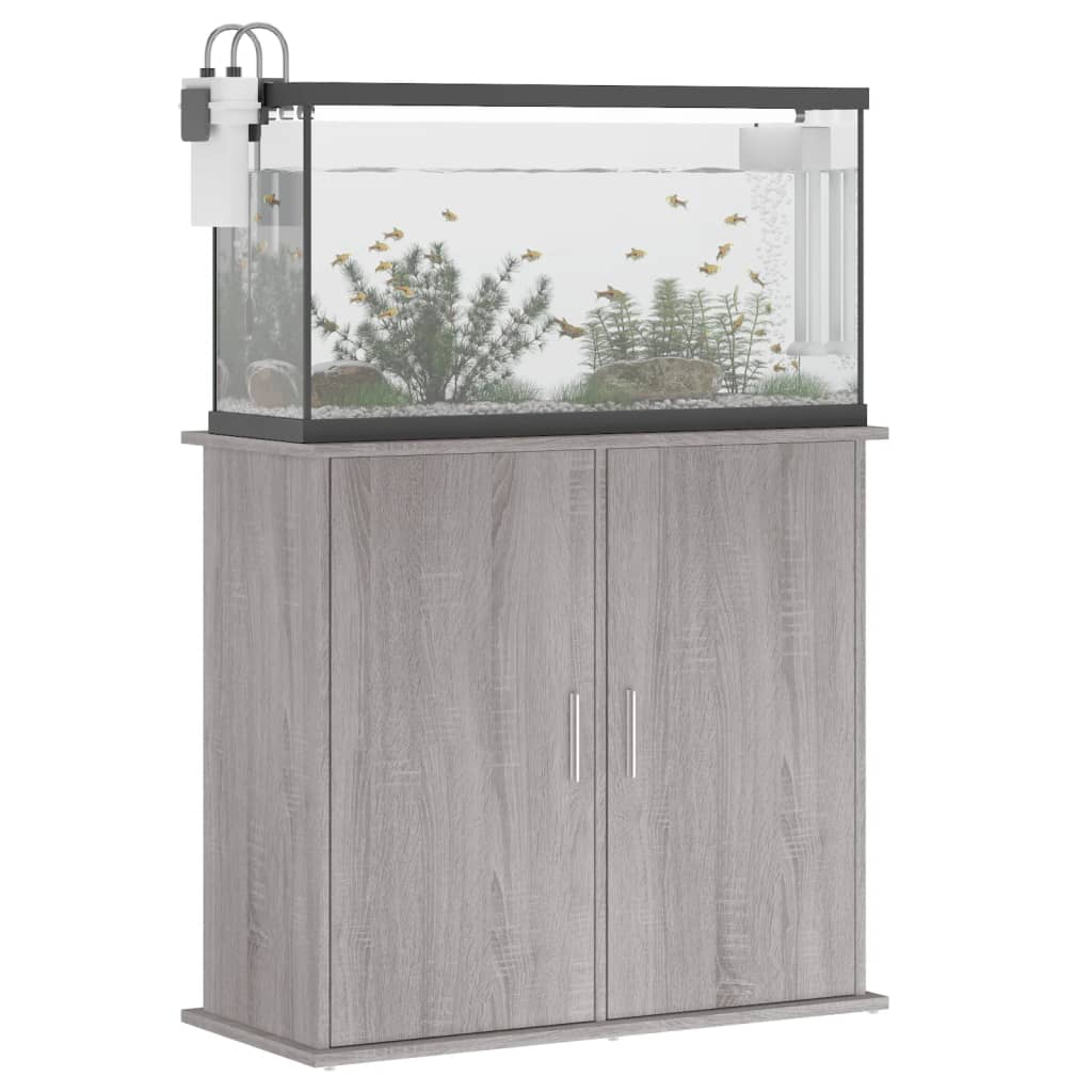 Aquariumstandaard Bewerkt Hout Eiken 81 x 36 x 73 cm Grijs sonoma