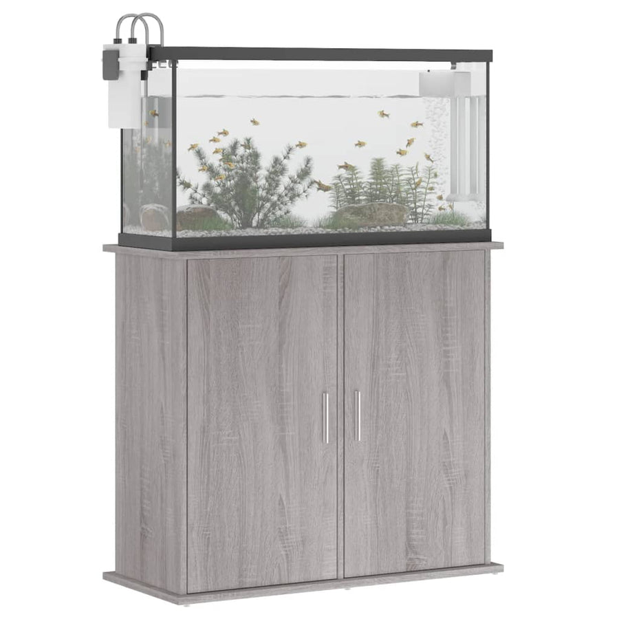 Aquariumstandaard Bewerkt Hout Eiken 81 x 36 x 73 cm Grijs sonoma