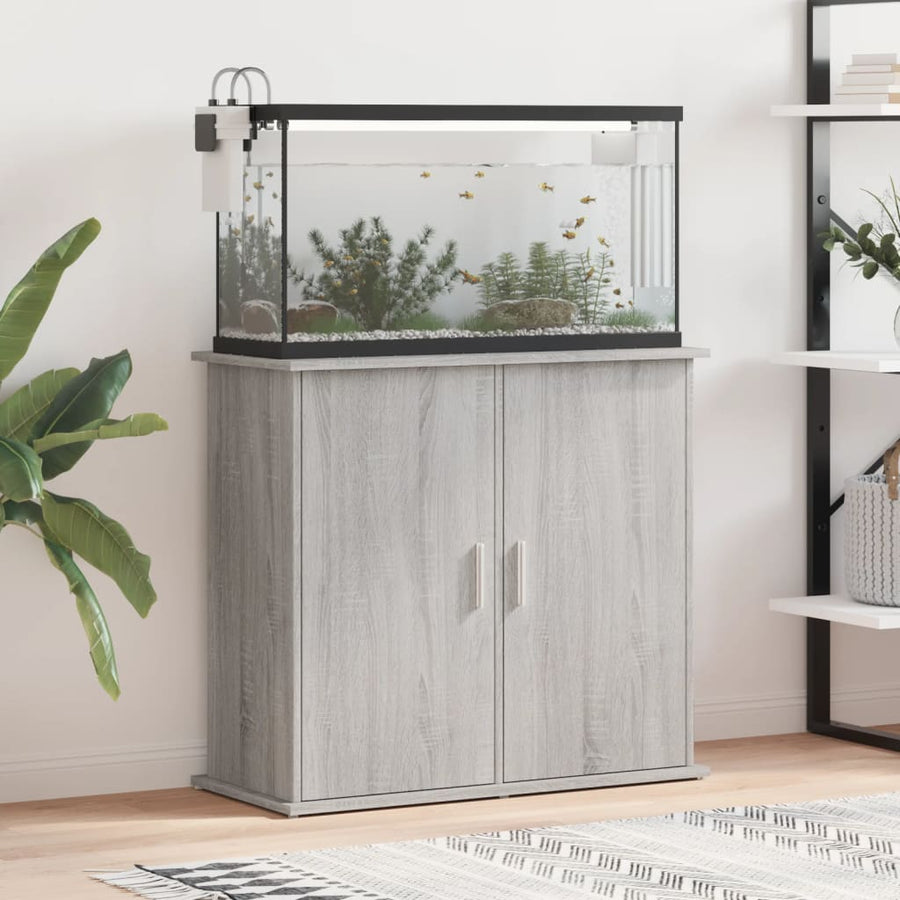Aquariumstandaard Bewerkt Hout Eiken 81 x 36 x 73 cm Grijs sonoma