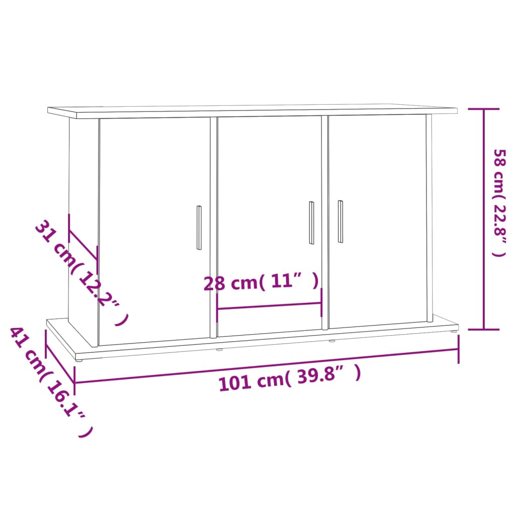 Aquariumstandaard Bewerkt Hout Kleurig 101 x 41 x 58 cm Sonoma eiken
