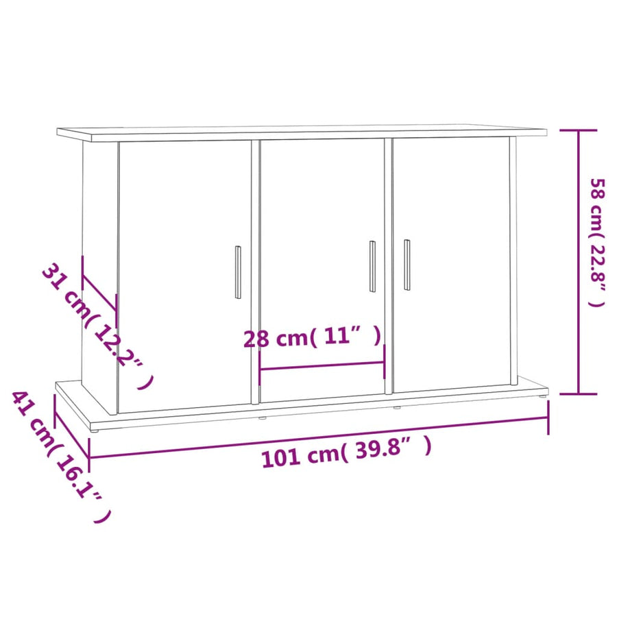 Aquariumstandaard Bewerkt Hout 101 x 41 x 58 cm Betongrijs