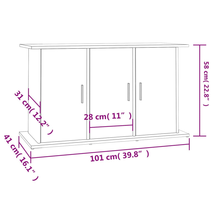 Aquariumstandaard Bewerkt Hout Kleur 101 x 41 x 58 cm Gerookt eiken