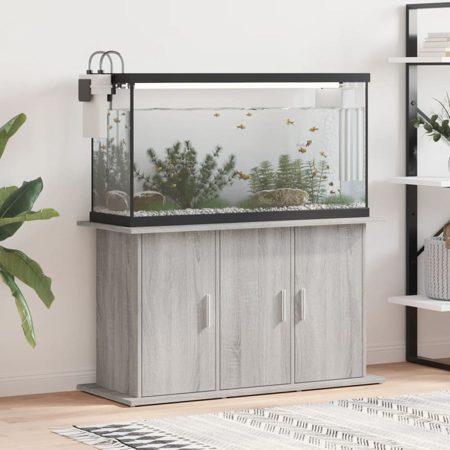 Aquariumstandaard Bewerkt Hout Eiken 101 x 41 x 58 cm Grijs sonoma