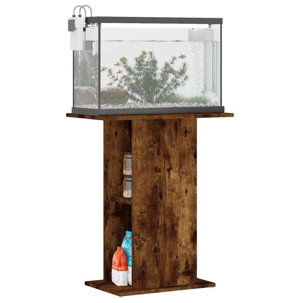 Aquariumstandaard 60,5X36X72,5 Cm Bewerkt Hout 60.5 x 36 x 72.5 cm Gerookt eiken