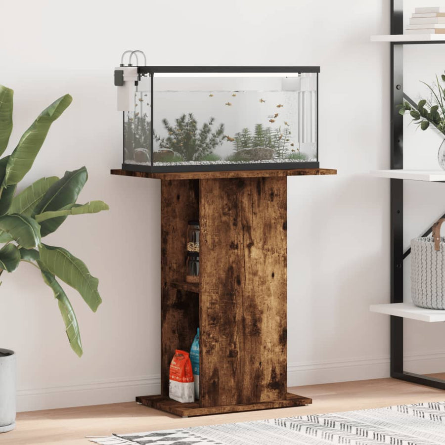 Aquariumstandaard 60,5X36X72,5 Cm Bewerkt Hout 60.5 x 36 x 72.5 cm Gerookt eiken