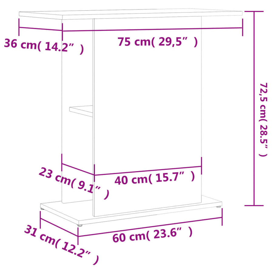 Aquariumstandaard 36X75X72,5 Cm Bewerkt Hout Sonoma Eikenkleur 36 x 75 x 72.5 cm