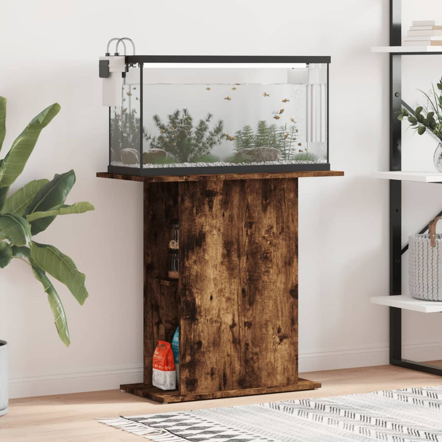 Aquariumstandaard 36X75X72,5 Cm Bewerkt Hout Gerookt Eikenkleur 36 x 75 x 72.5 cm